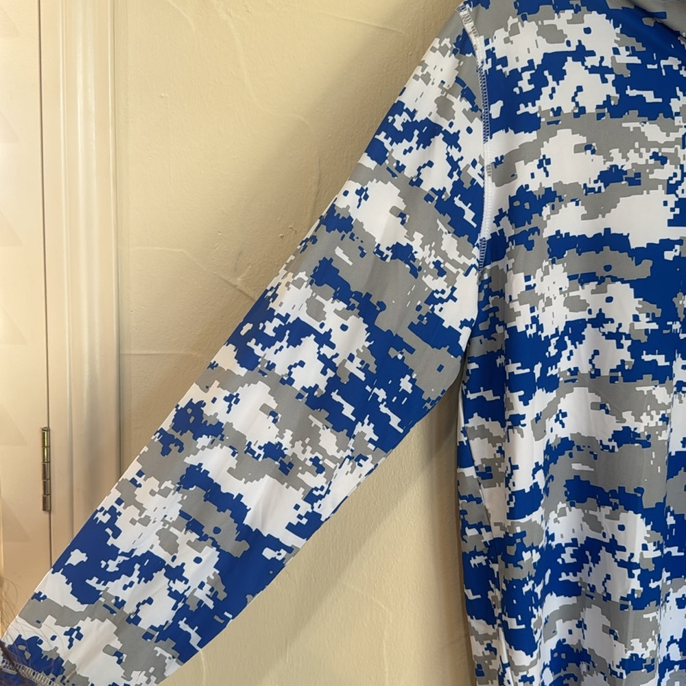 NWT SMU Size SMALL HALF ZIP PULLOVER NAUTICAL CAM BLUE WHITE - Picture 5 of 8